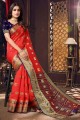 sari en soie avec en rouge