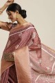 tissage de sari en soie mauve