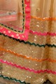 Yellowish orange Party Lehenga Choli with Lace Net