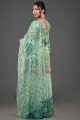 costume eid sharara en dentelle vert turquoise en brocart