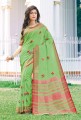 coton lin vert clair sari
