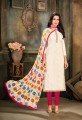 Chanderi blanc et costume coton churidar