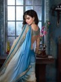 sari bleu ciel avec satin brodé