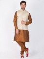 usure ethnique soie de coton brun kurta ready-made kurta payjama avec la veste