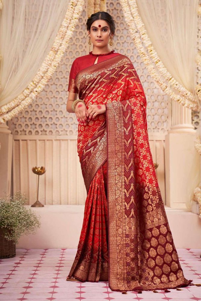Vêtement Tenue Indienne Sari Bollywood Sari Indien Rouge Sari