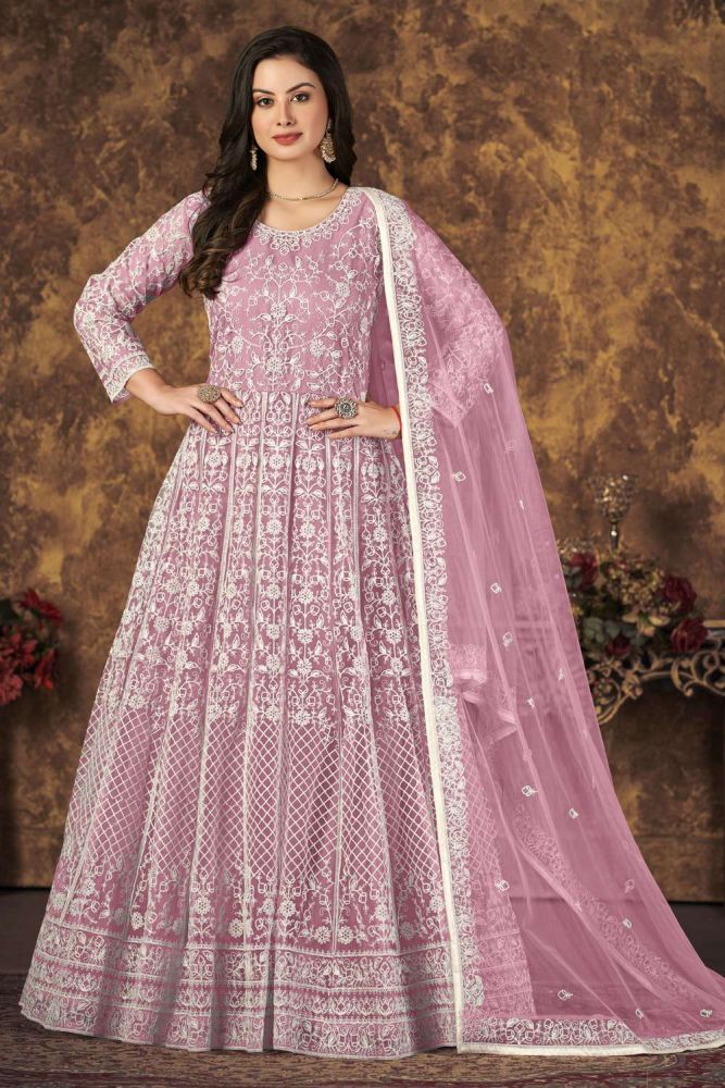 pink anarkali kurti online designer net anarkali kurti with pink dupatta as3368