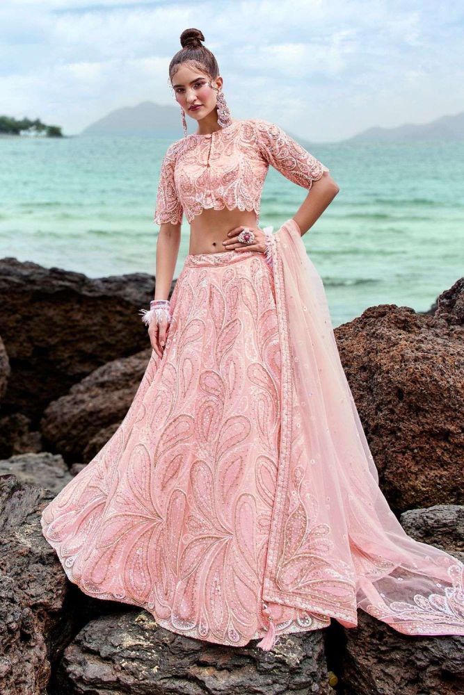 Coral bridal lehenga new arrivals