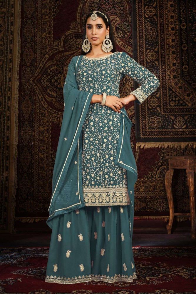 Georgette sharara suit online deals