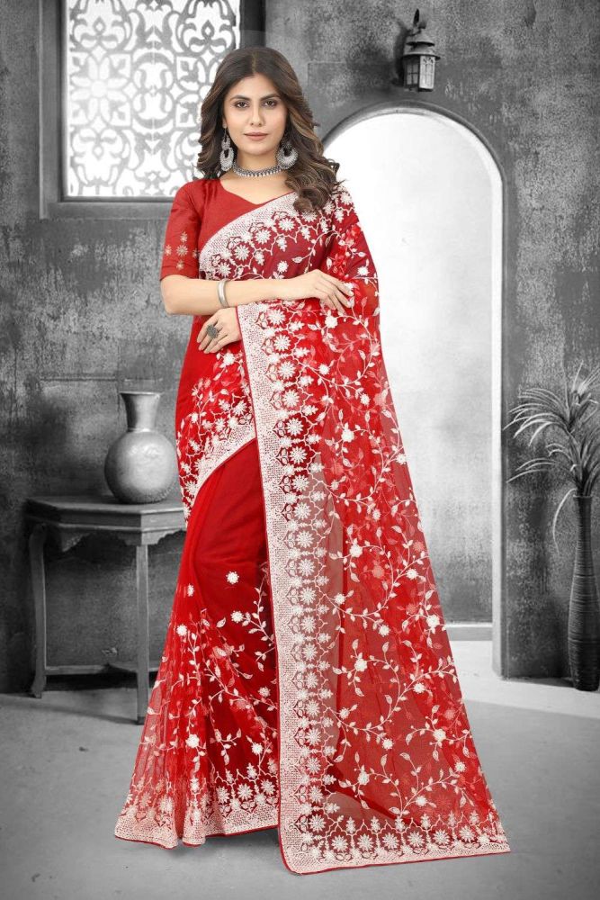 Embroidered wedding saree new arrivals