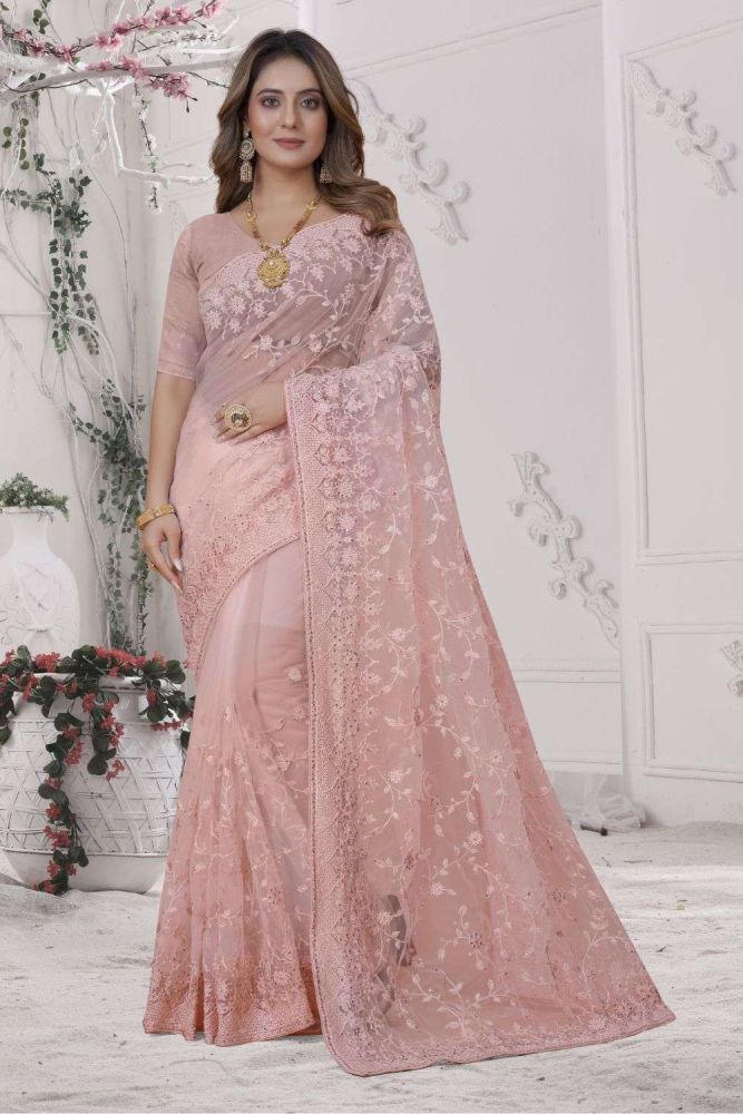 Net saree for bride sales