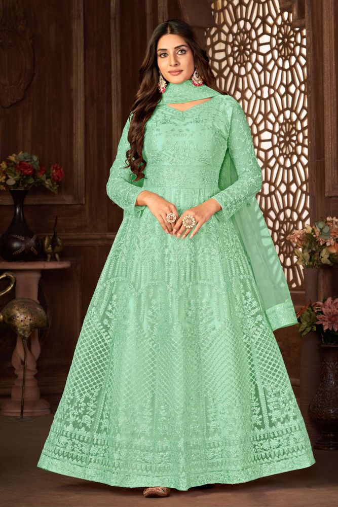 Net anarkali suit design sale