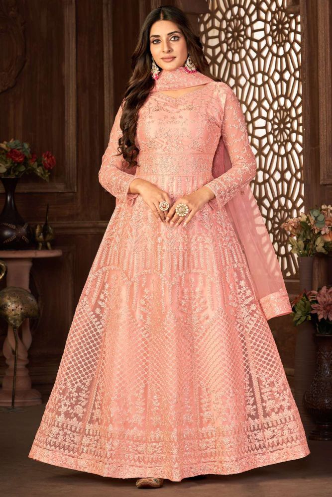 Net anarkali suit discount